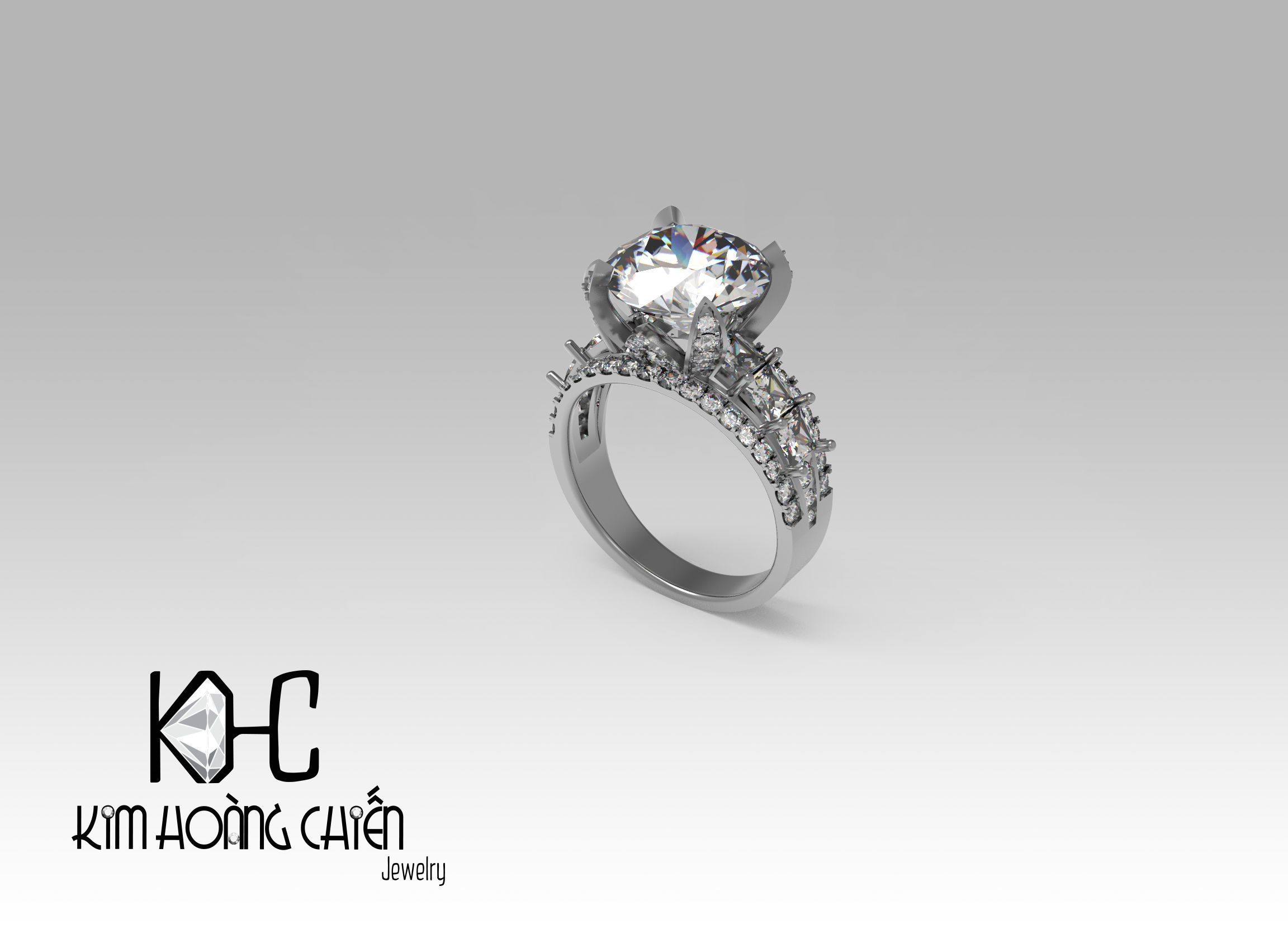Rings-0490-3dm with diamond -1 Files 3D print model  3D print model_2
