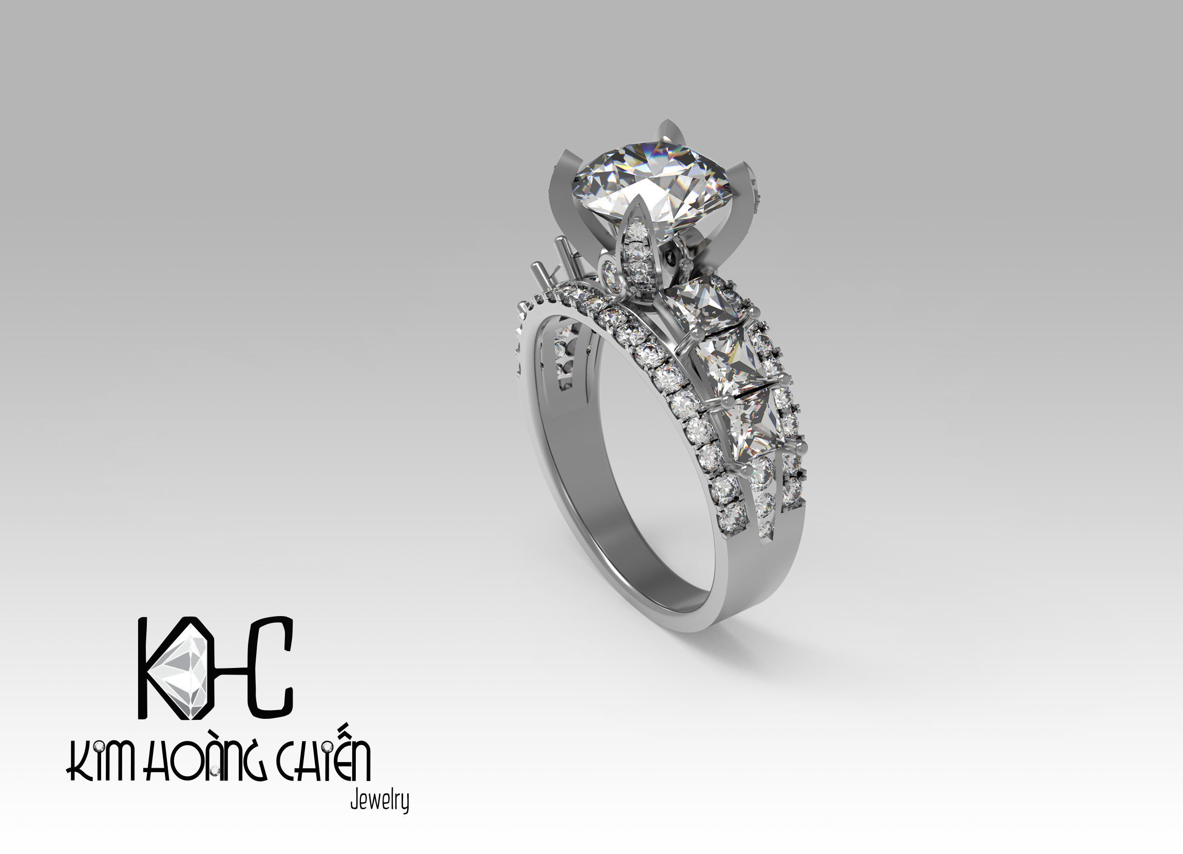 Rings-0492-3dm with diamond -1 Files 3D print model 3D print model_7