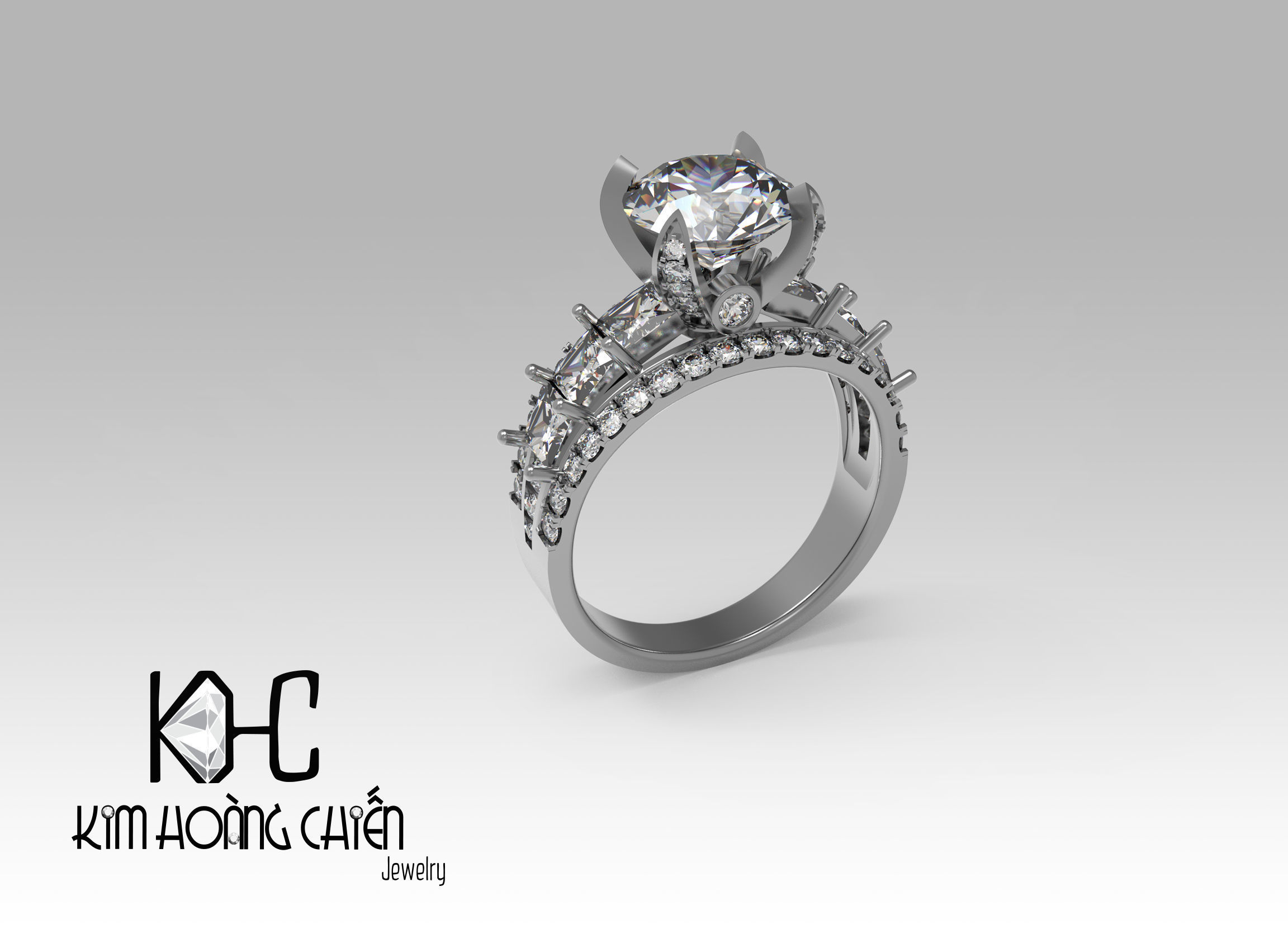 Rings-0492-3dm with diamond -1 Files 3D print model 3D print model_5