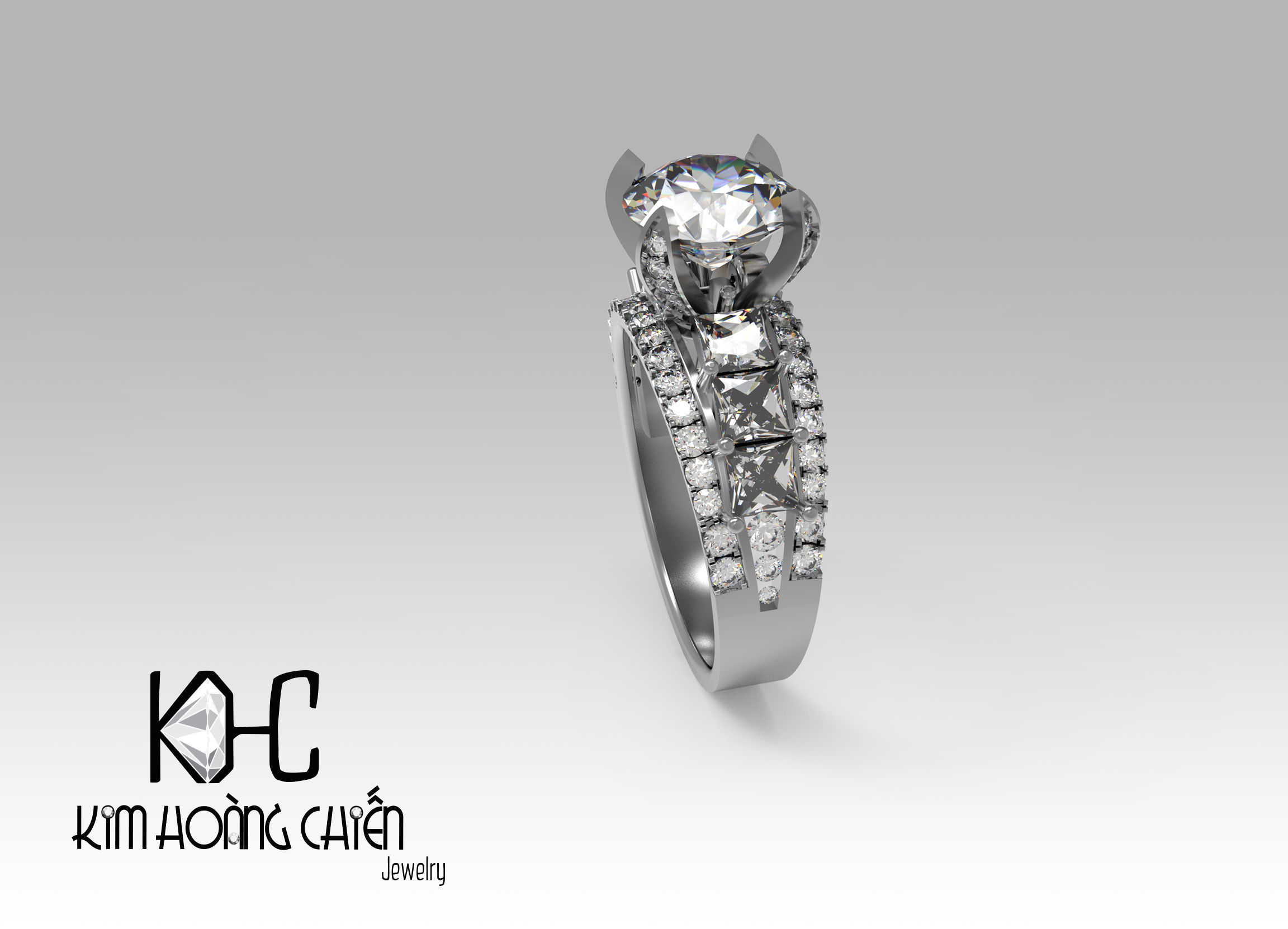 Rings-0492-3dm with diamond -1 Files 3D print model 3D print model_3