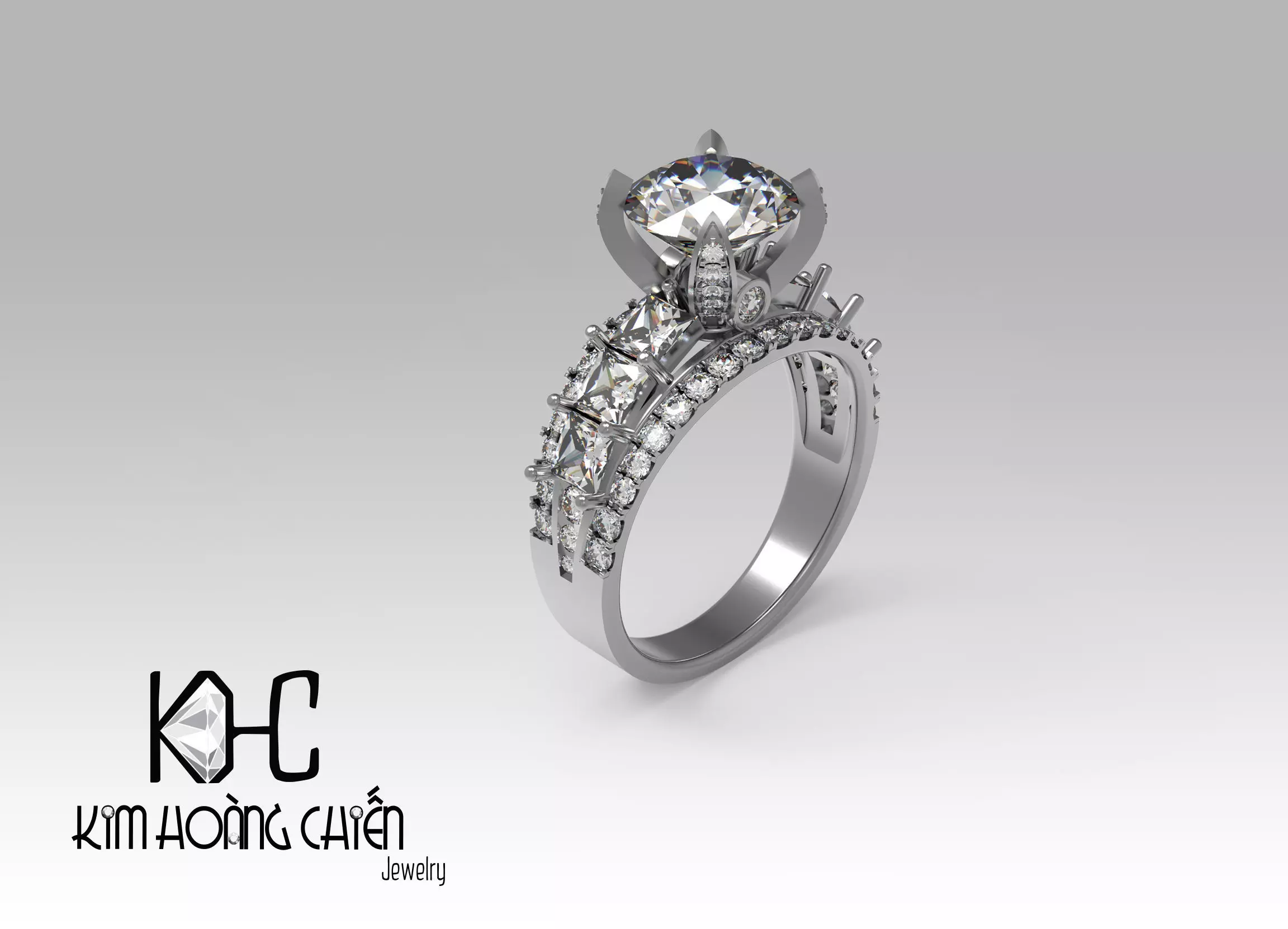 Rings-0492-3dm with diamond -1 Files 3D print model 3D print model_0