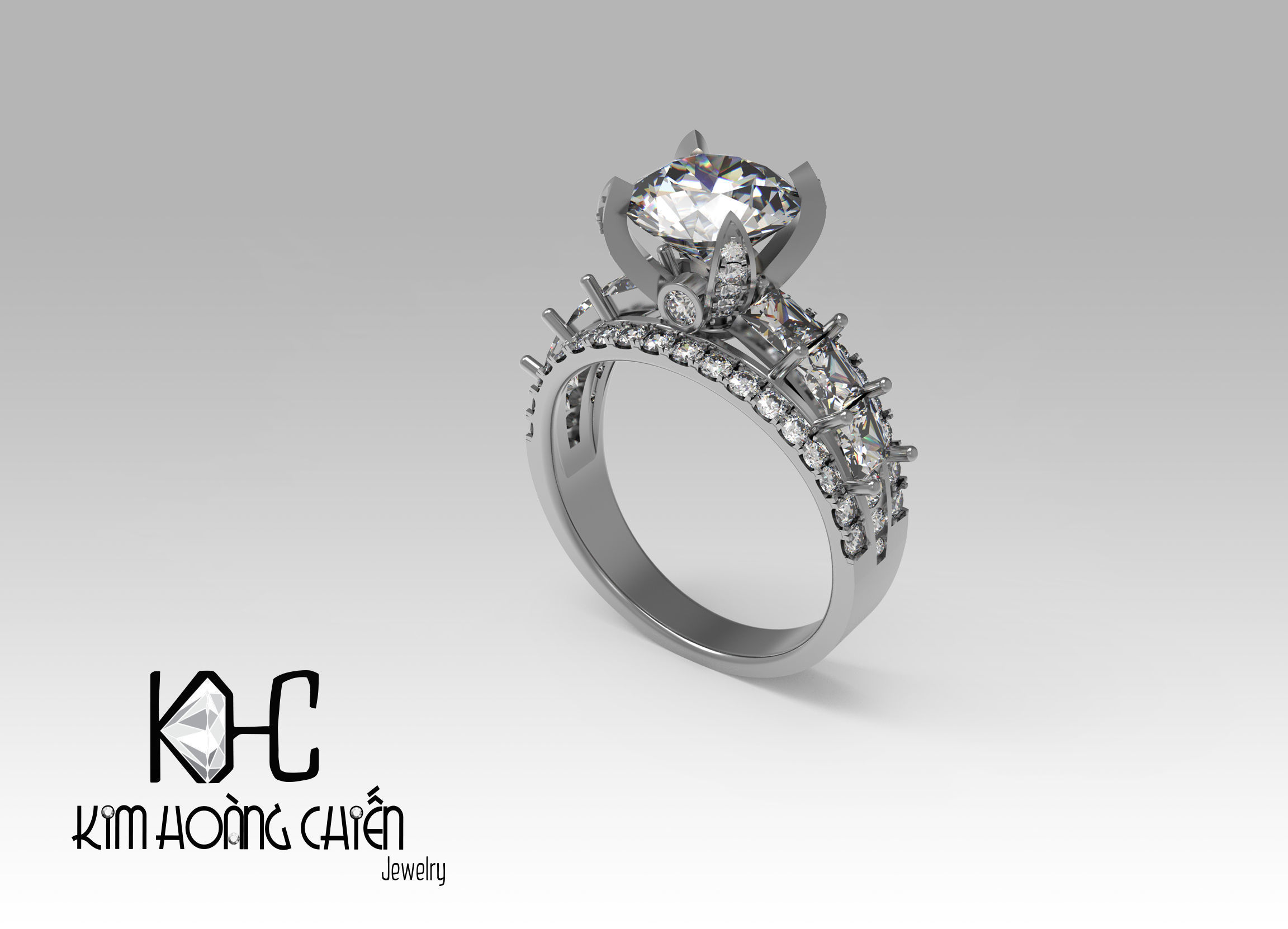 Rings-0492-3dm with diamond -1 Files 3D print model 3D print model_2