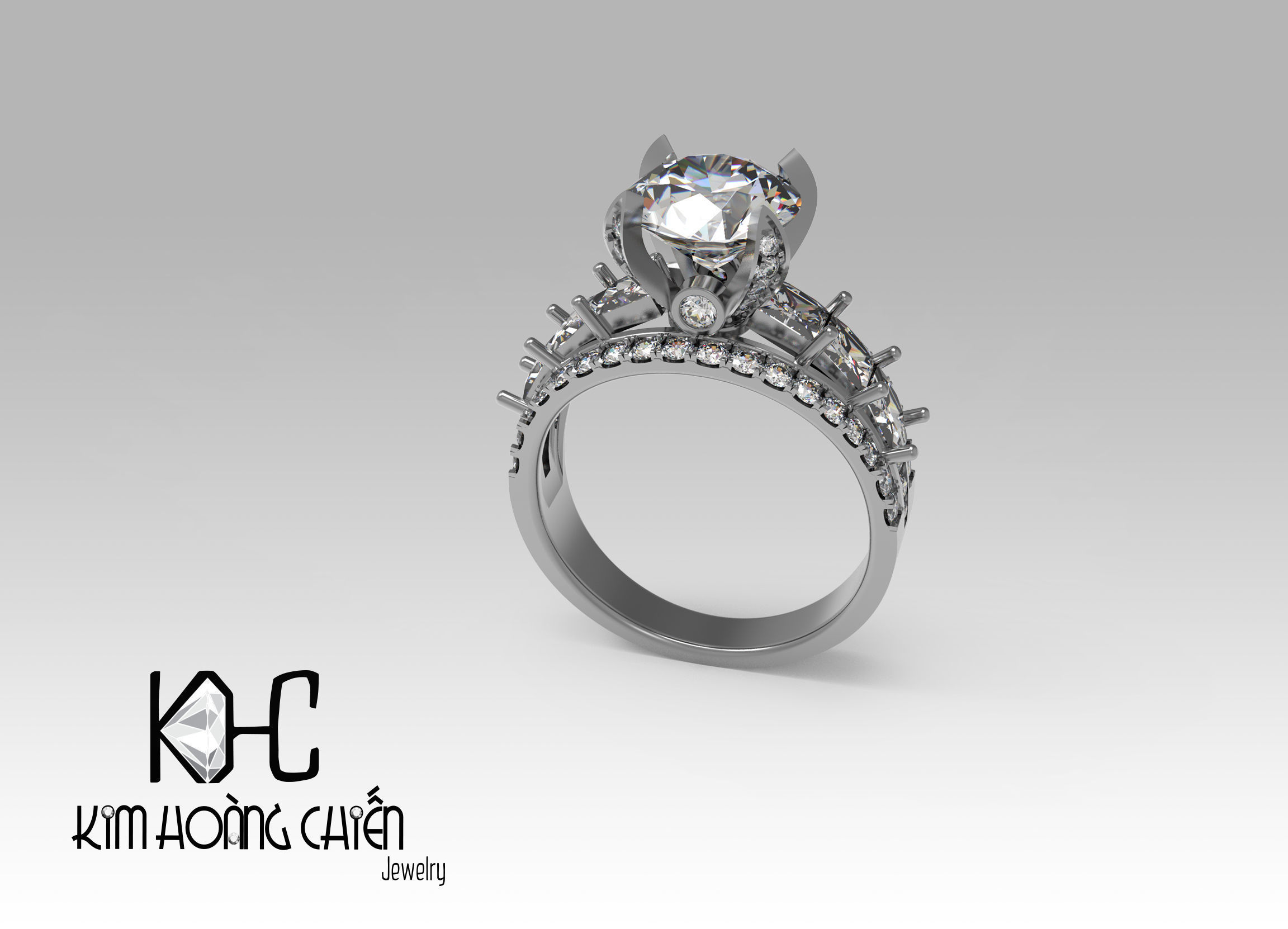 Rings-0492-3dm with diamond -1 Files 3D print model 3D print model_6