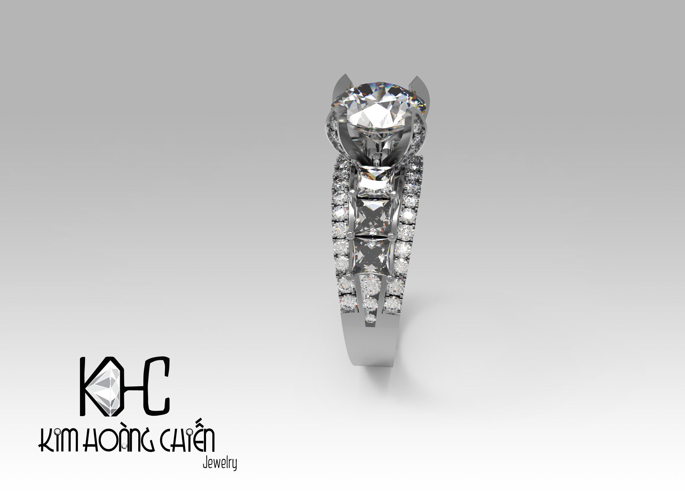 Rings-0492-3dm with diamond -1 Files 3D print model 3D print model_8