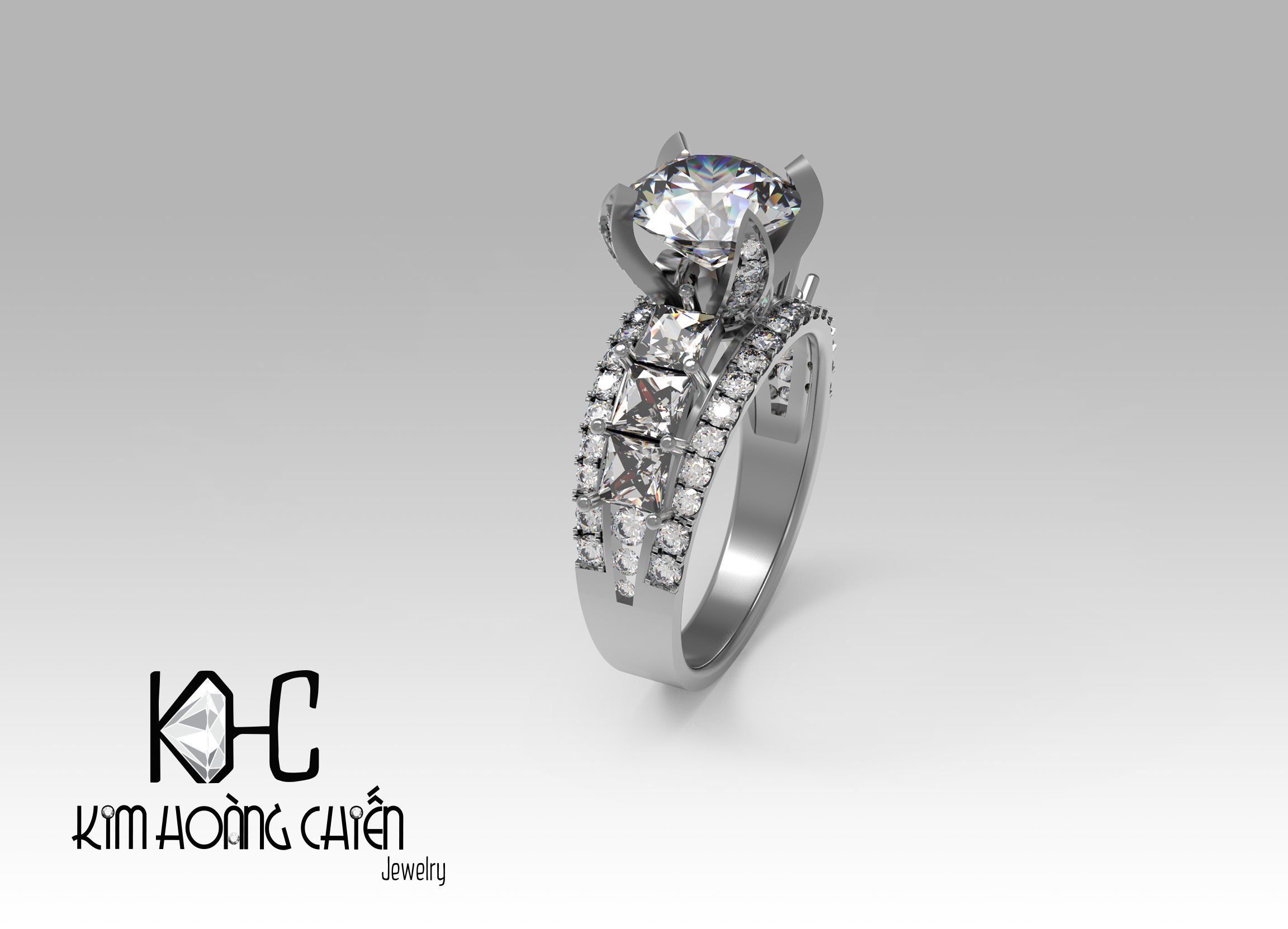 Rings-0492-3dm with diamond -1 Files 3D print model 3D print model_4