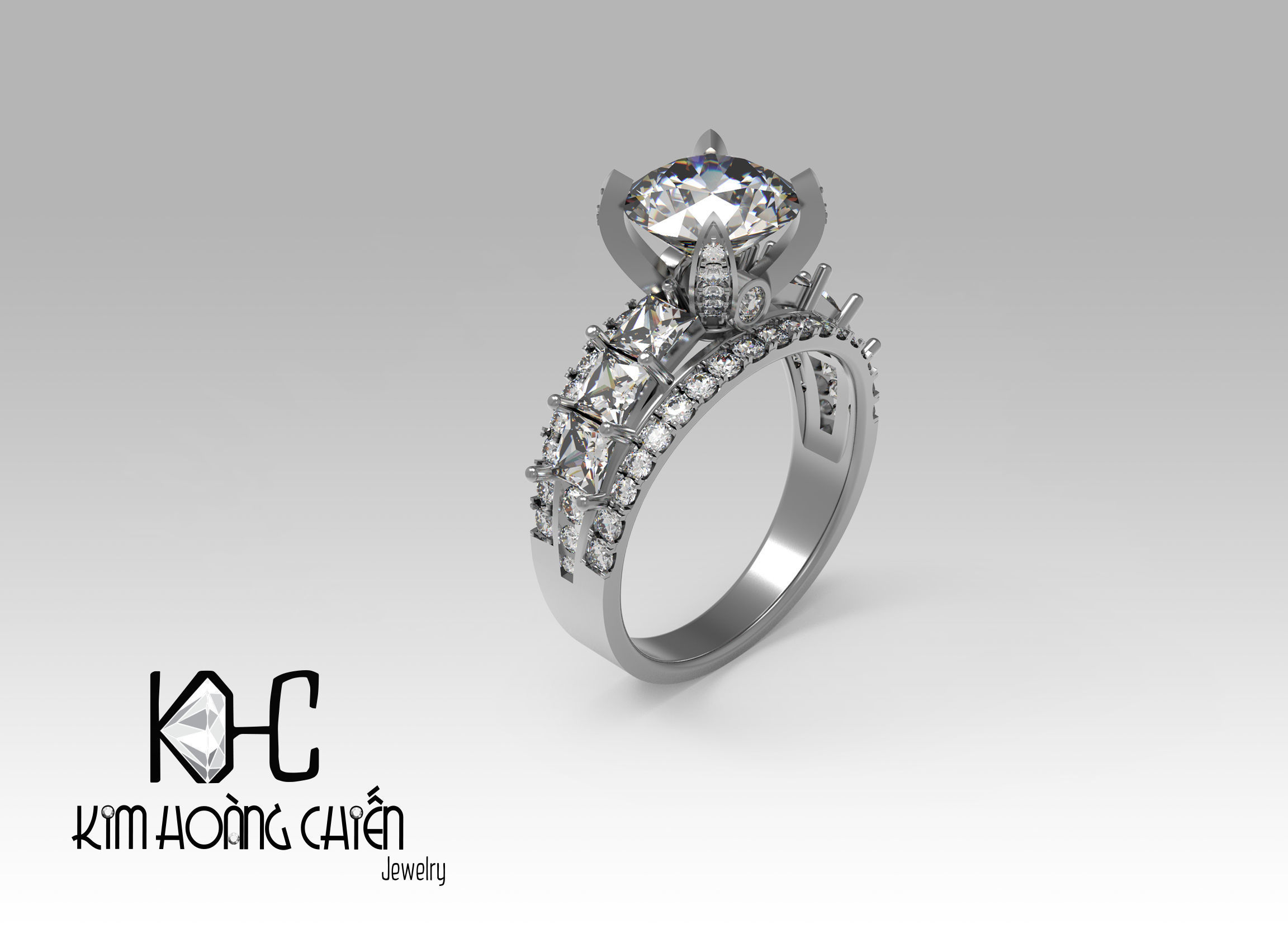 Rings-0492-3dm with diamond -1 Files 3D print model 3D print model_9