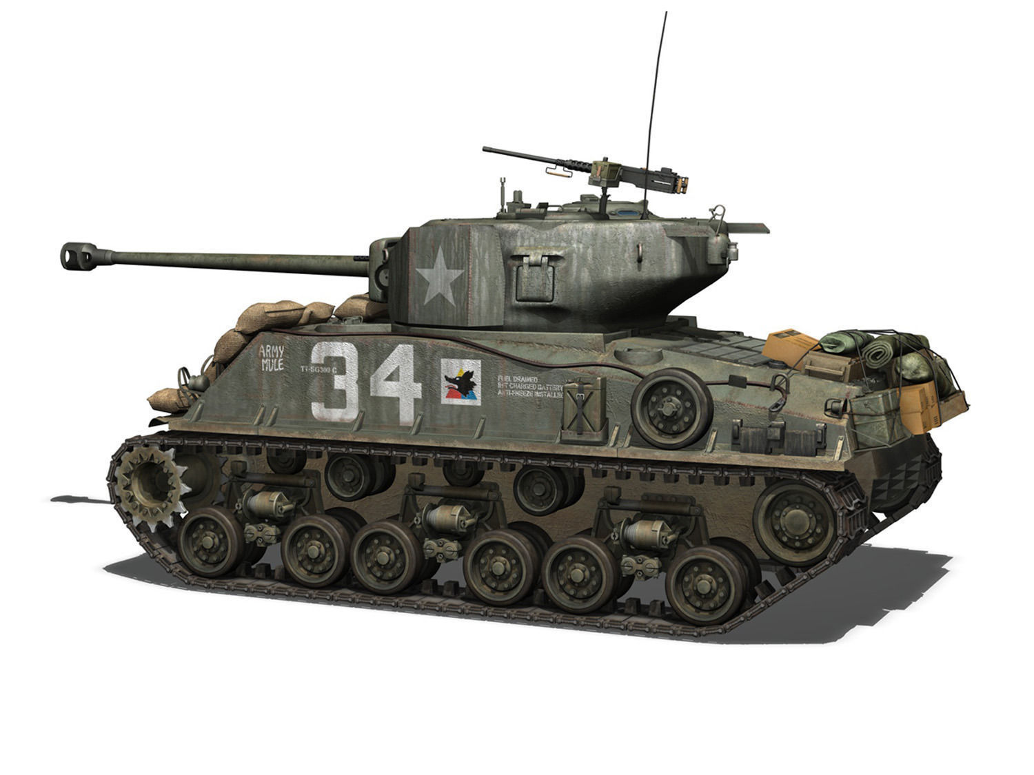 M4A3E8 HVSS Sherman - Army Mule 3D model_3