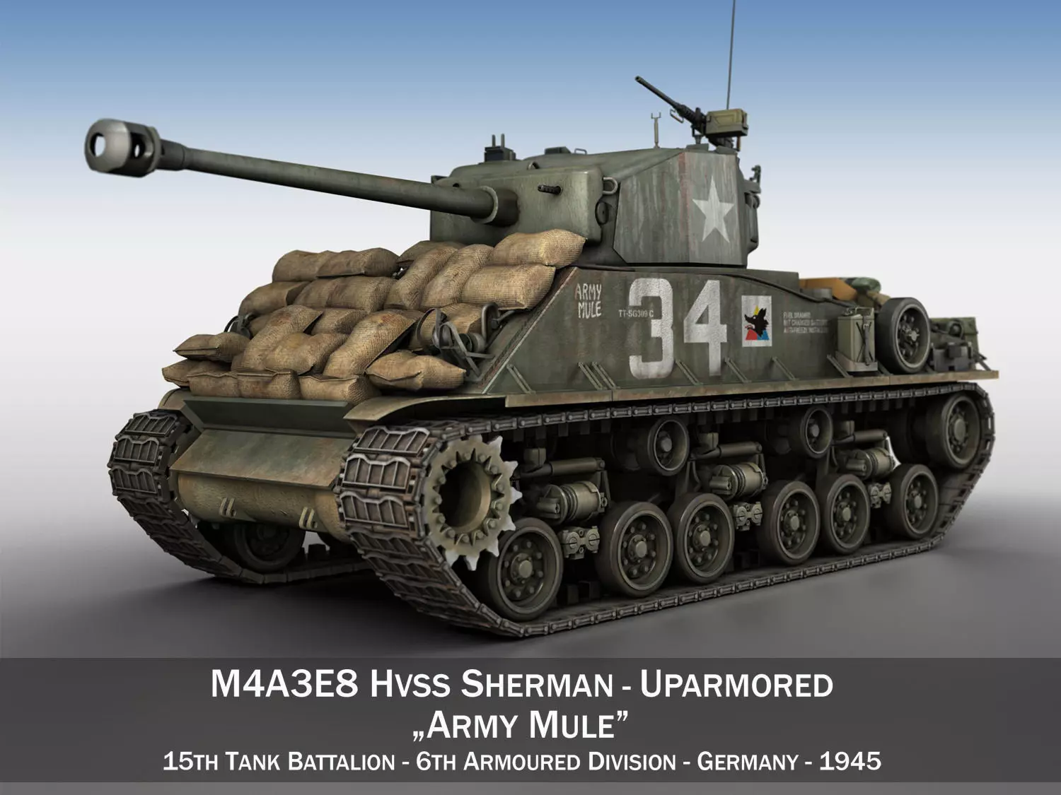 M4A3E8 HVSS Sherman - Army Mule 3D model_0