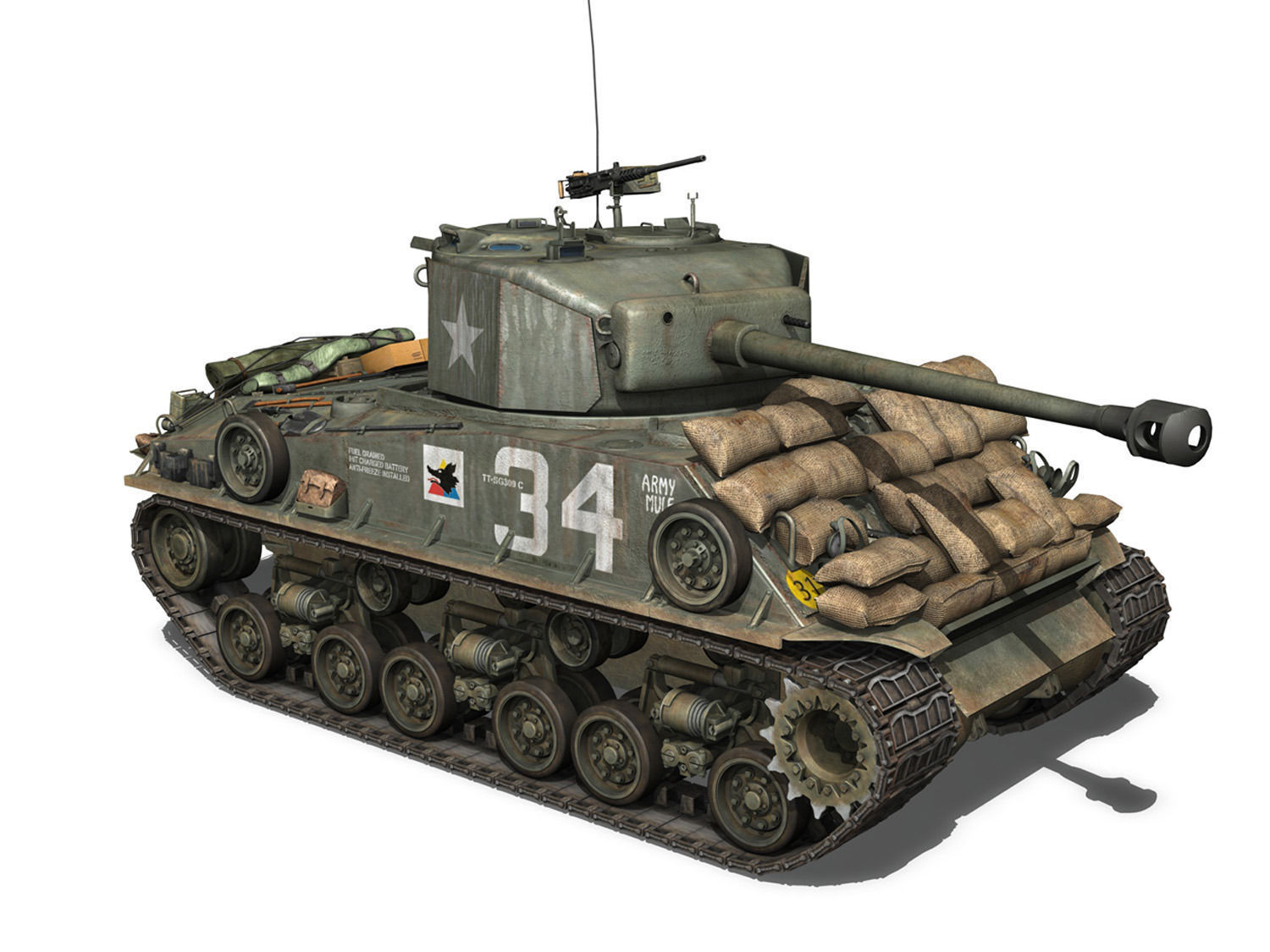 M4A3E8 HVSS Sherman - Army Mule 3D model_6