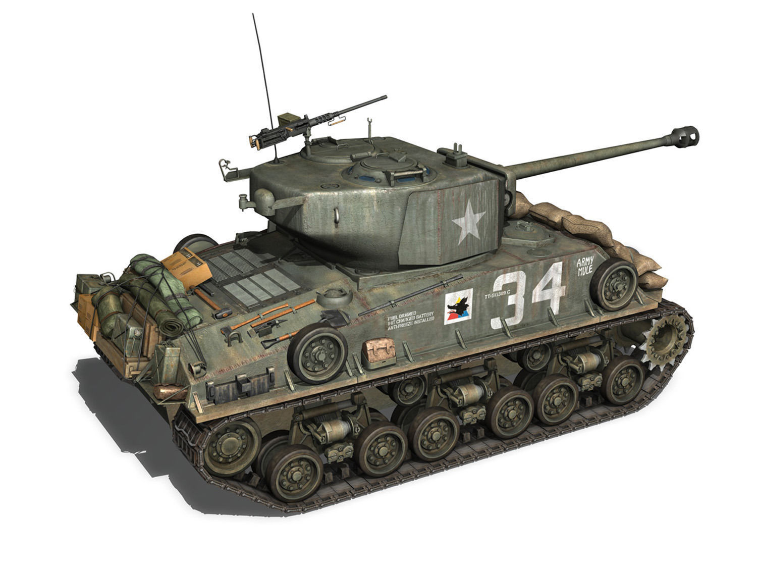 M4A3E8 HVSS Sherman - Army Mule 3D model_4