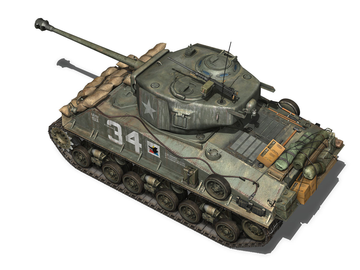 M4A3E8 HVSS Sherman - Army Mule 3D model_5