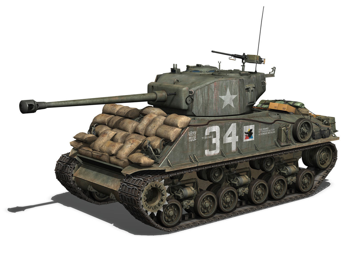 M4A3E8 HVSS Sherman - Army Mule 3D model_1