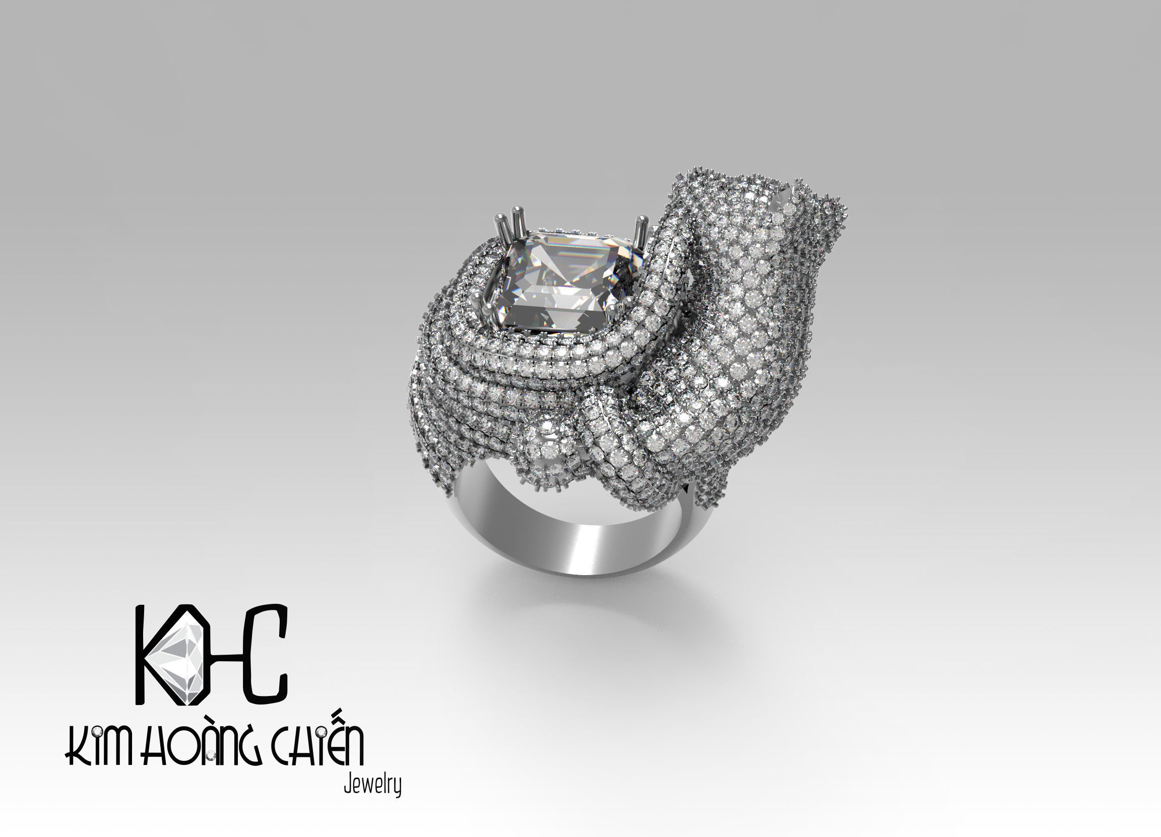 Rings-NN855-3dm with diamond -1 Files 3D print model  3D print model_4