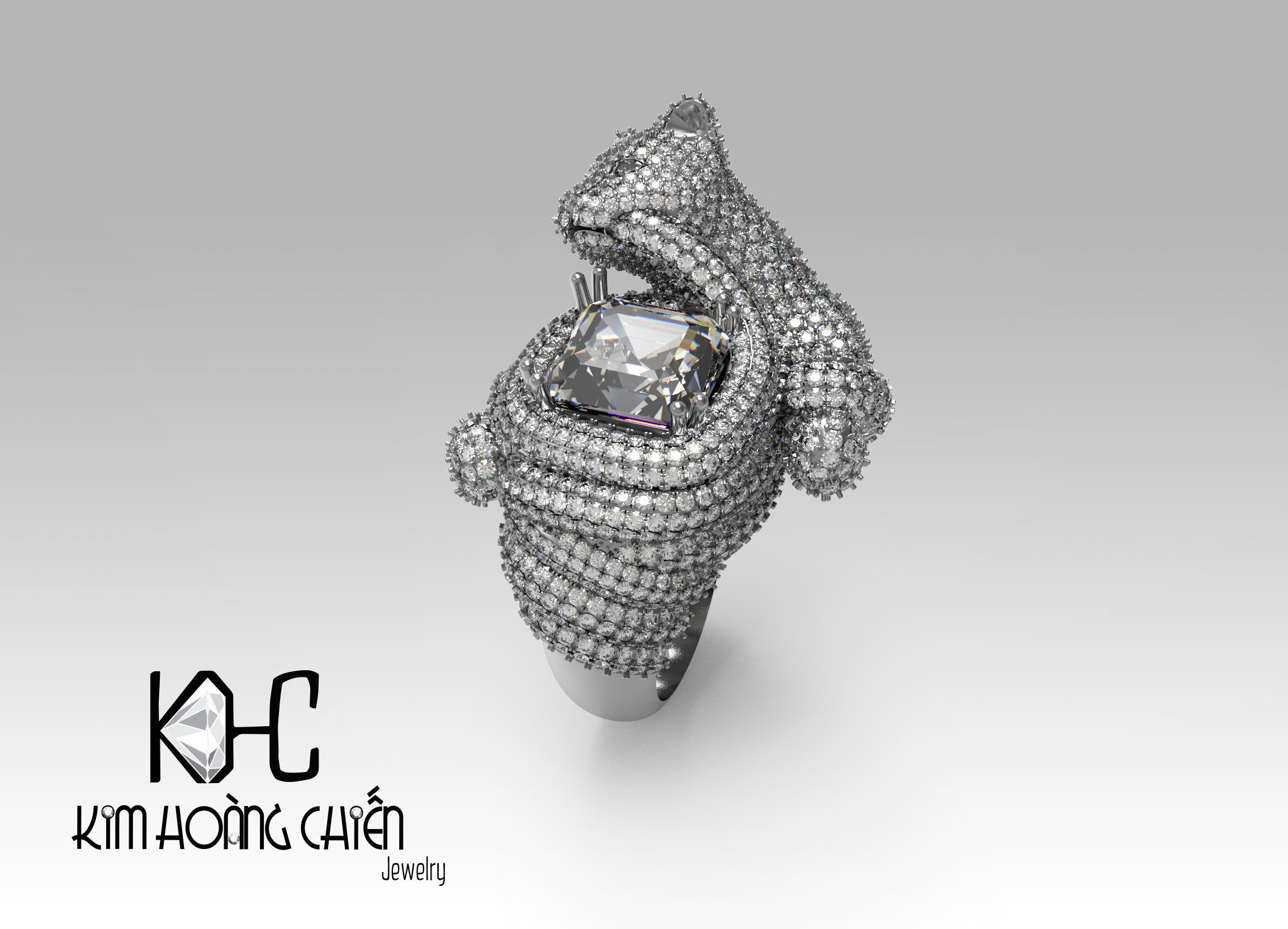 Rings-NN855-3dm with diamond -1 Files 3D print model  3D print model_2