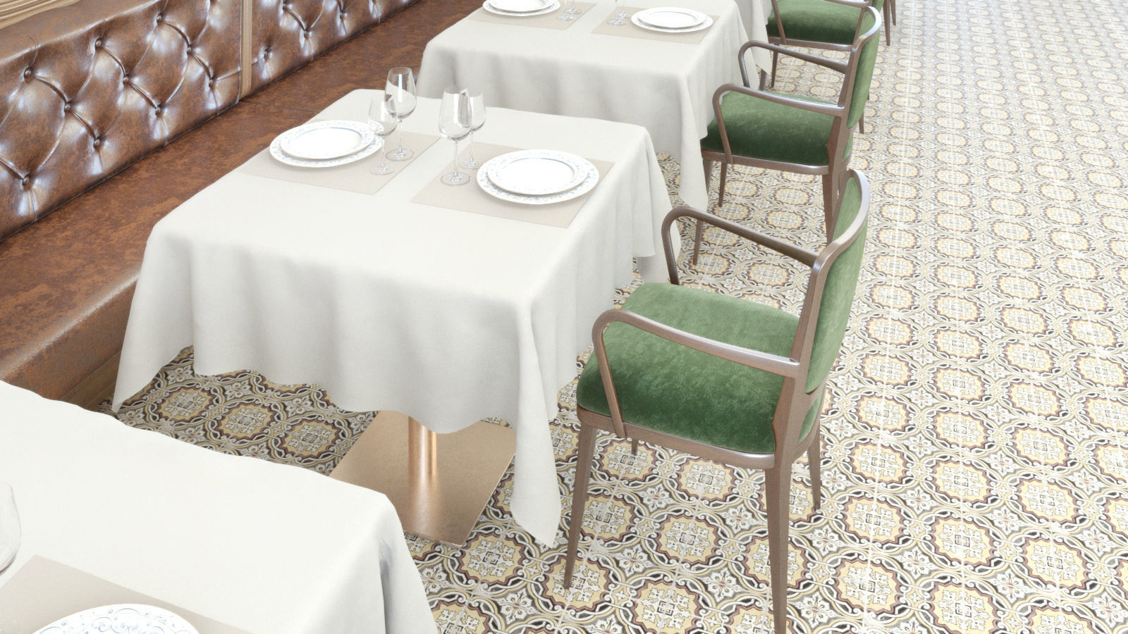 Classic restaurant scene 3D model_4