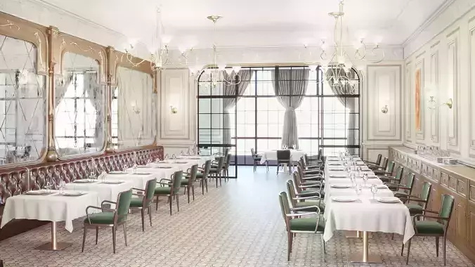 Classic restaurant scene 3D model