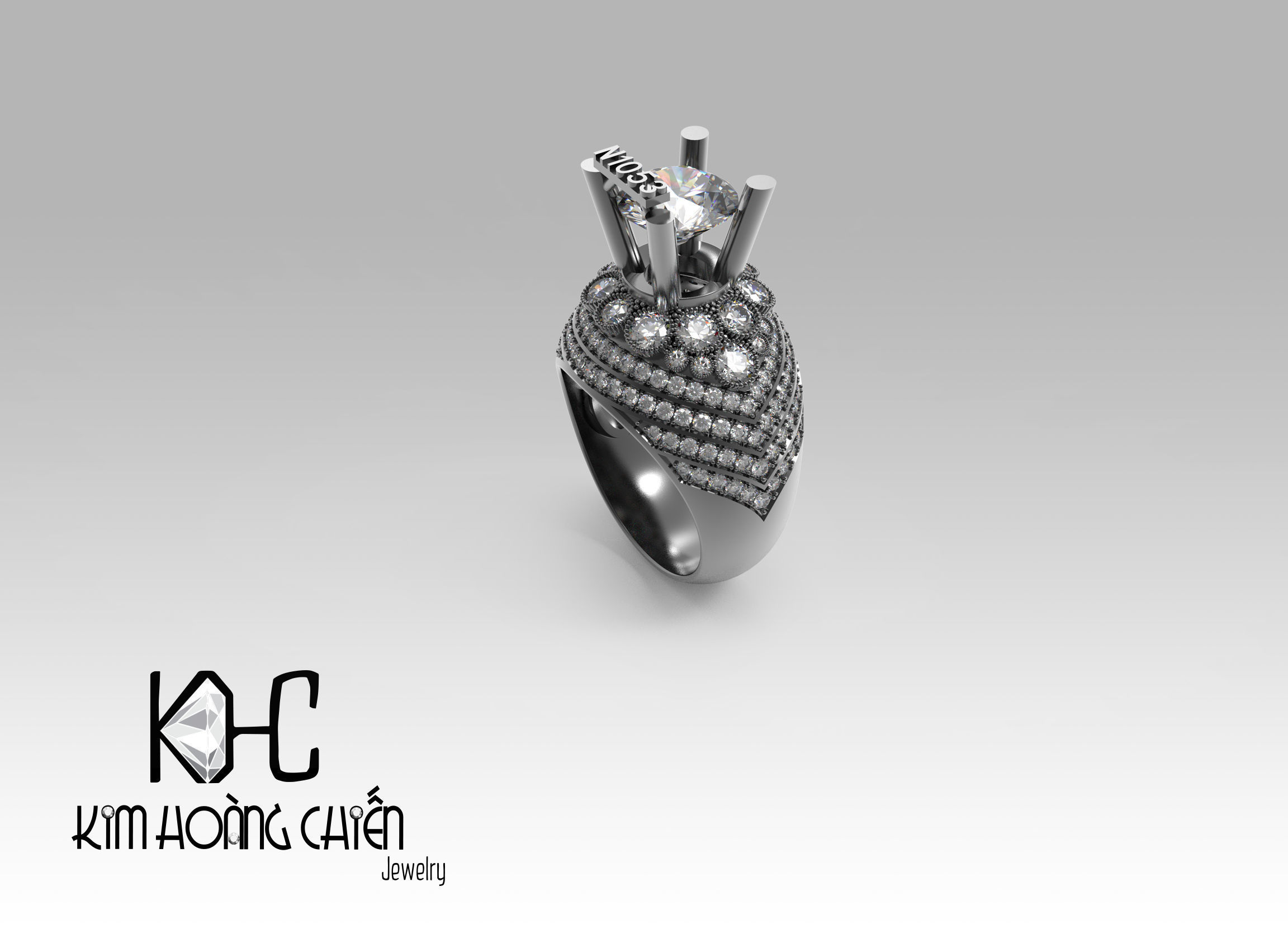 Rings-NN1053-3dm with diamond -1 Files 3D print model  3D print model_7