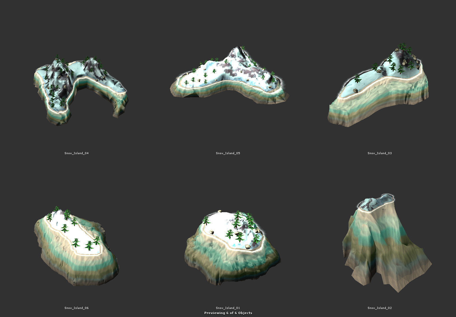 Island Set in ocean with palm trees Low-poly 3D model_5