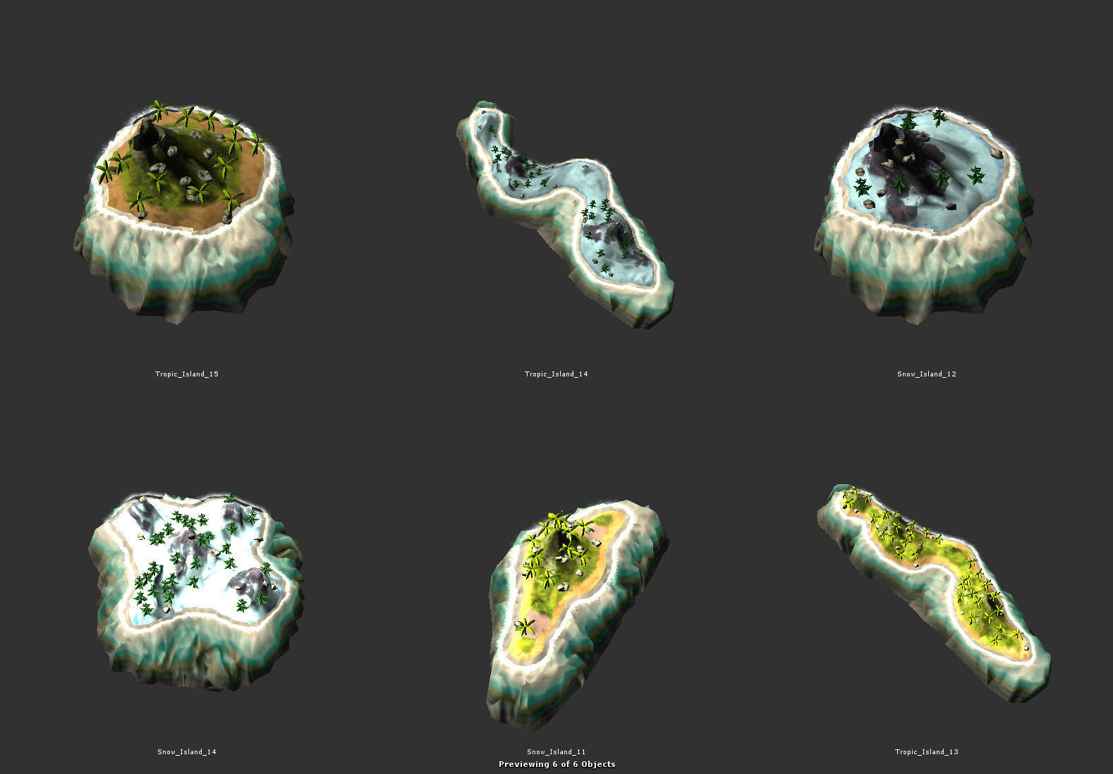 Island Set in ocean with palm trees Low-poly 3D model_3