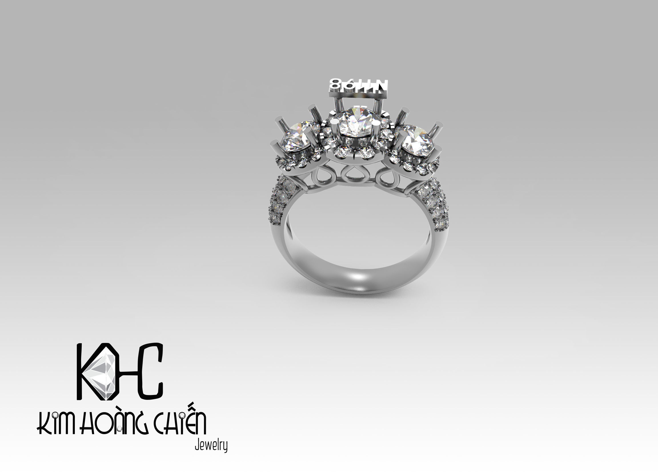 Rings-NN1198-3dm with diamond -1 Files 3D print model  3D print model_1
