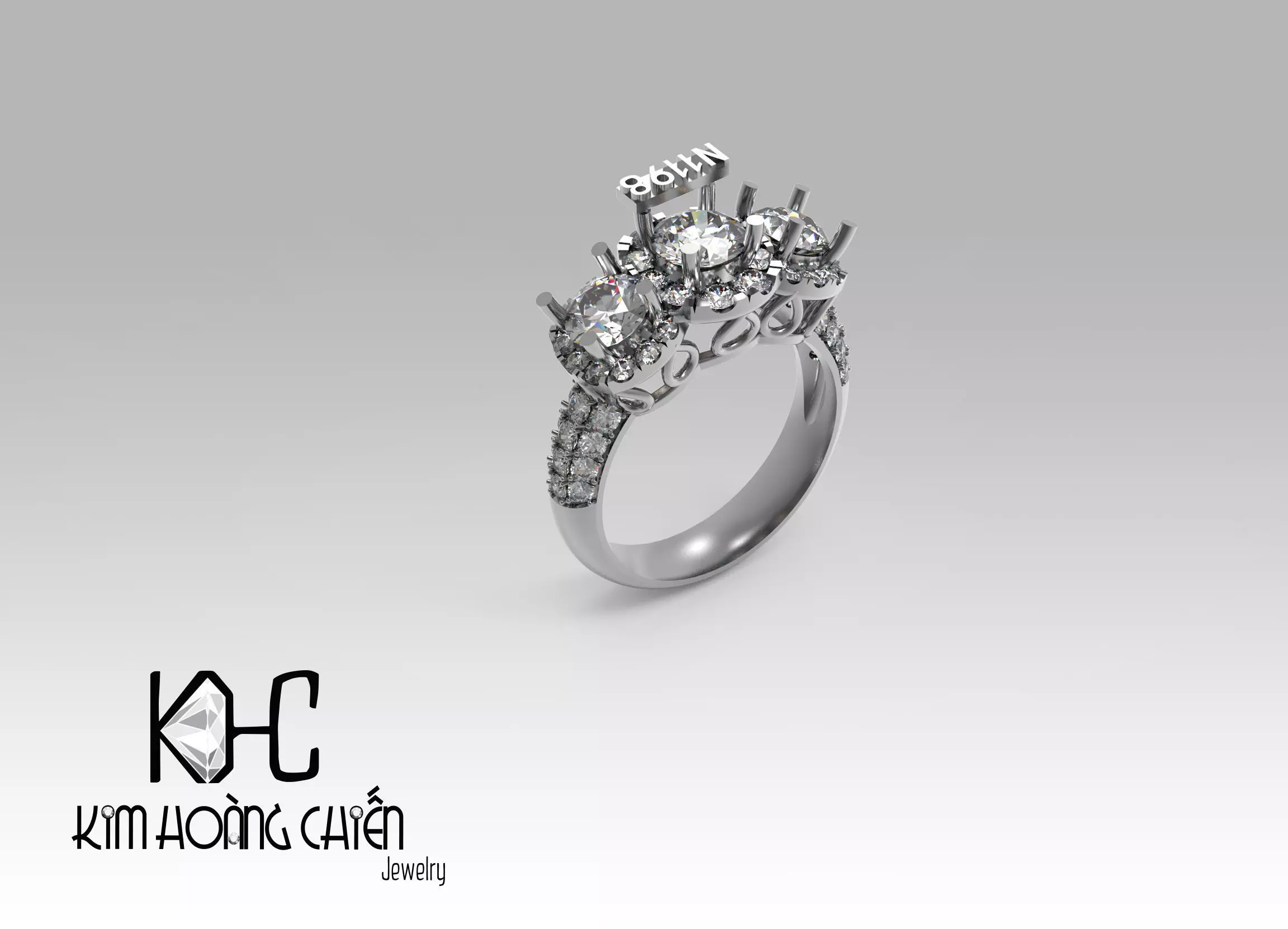 Rings-NN1198-3dm with diamond -1 Files 3D print model  3D print model_0