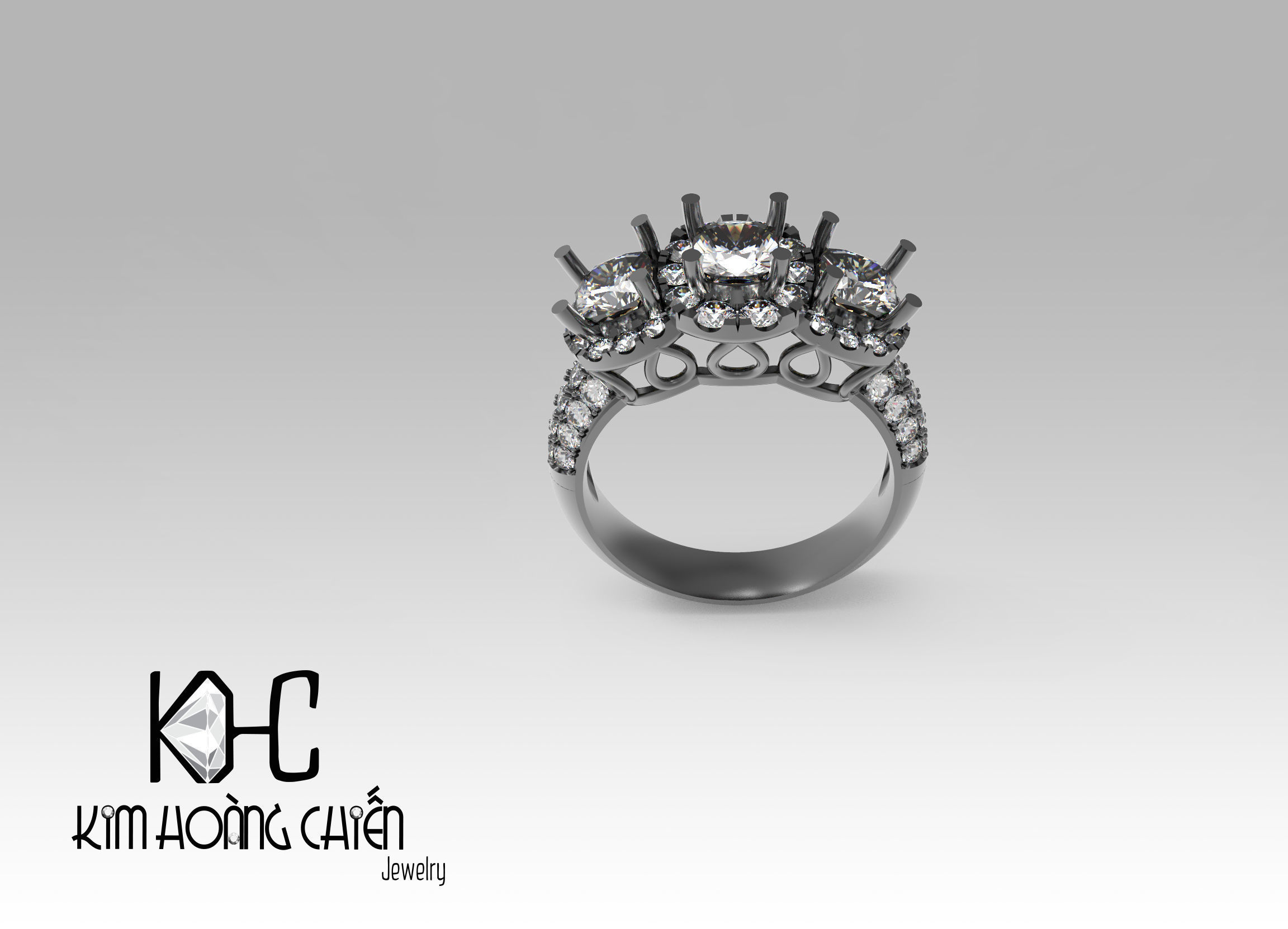 Rings-NN1198-3dm with diamond -1 Files 3D print model  3D print model_1