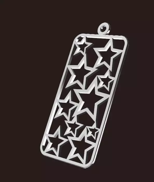 Stars silver pendant with 3D print model_0