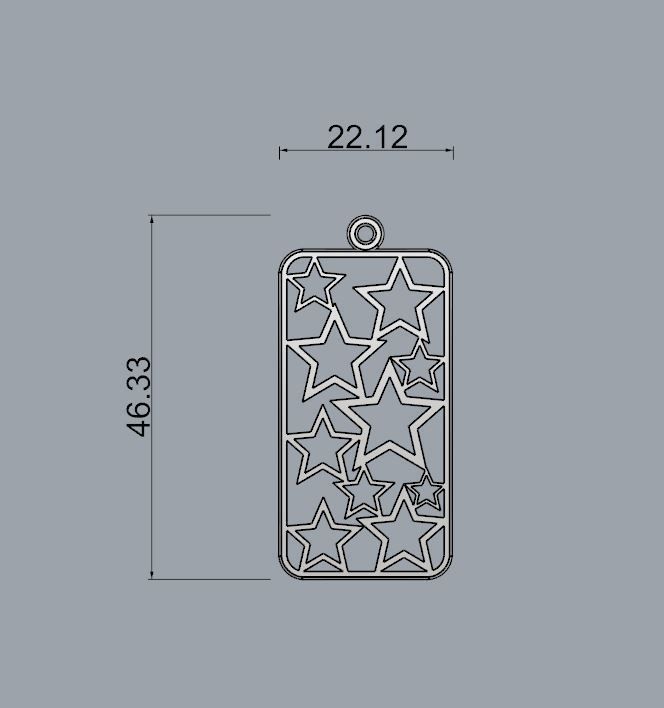 Stars silver pendant with 3D print model_1