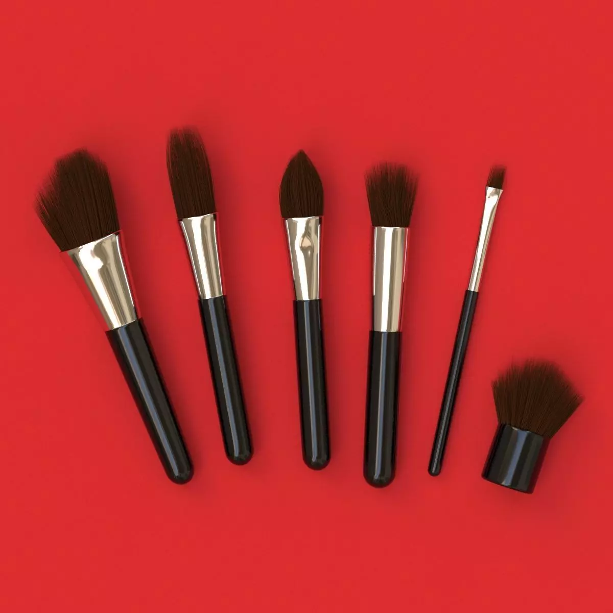 Brush Set 1 five makeup brushes Low-poly 3D model_0