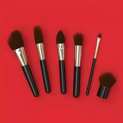 Brush Set 1 five makeup brushes Low-poly 3D model