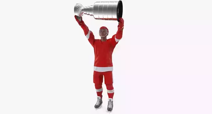 Hockey Player with Stanley Cup 3D model