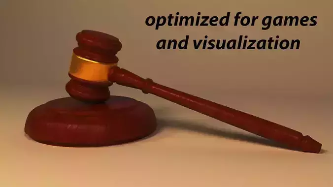 auction and law Gavel Low-poly 3D model