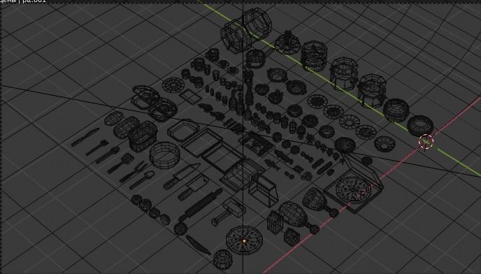 A set of products drinks kitchen utensils Low-poly 3D model_6