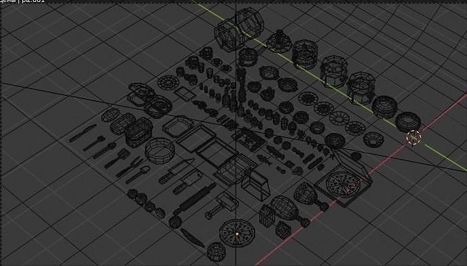 A set of products drinks kitchen utensils Low-poly 3D model 7