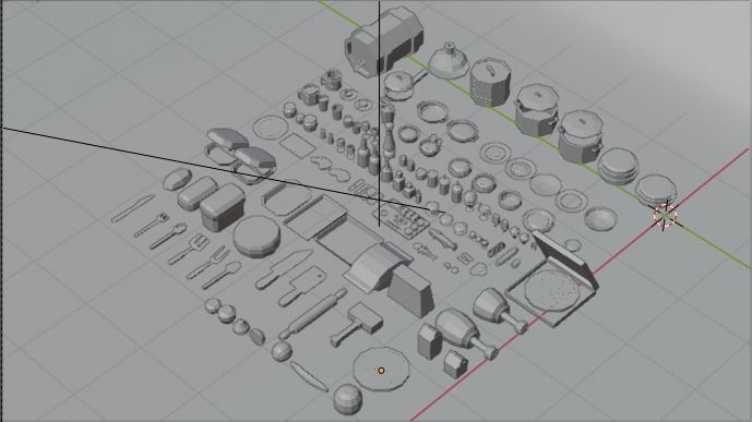 A set of products drinks kitchen utensils Low-poly 3D model_5