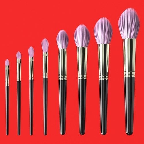 Brush Set 3 makeup brushes 3D model