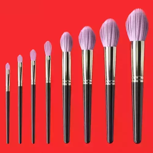 Brush Set 3 makeup brushes 3D model