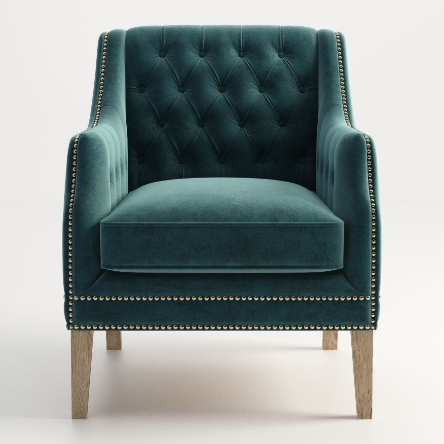 chair teal velvet accent Free 3D print model_1