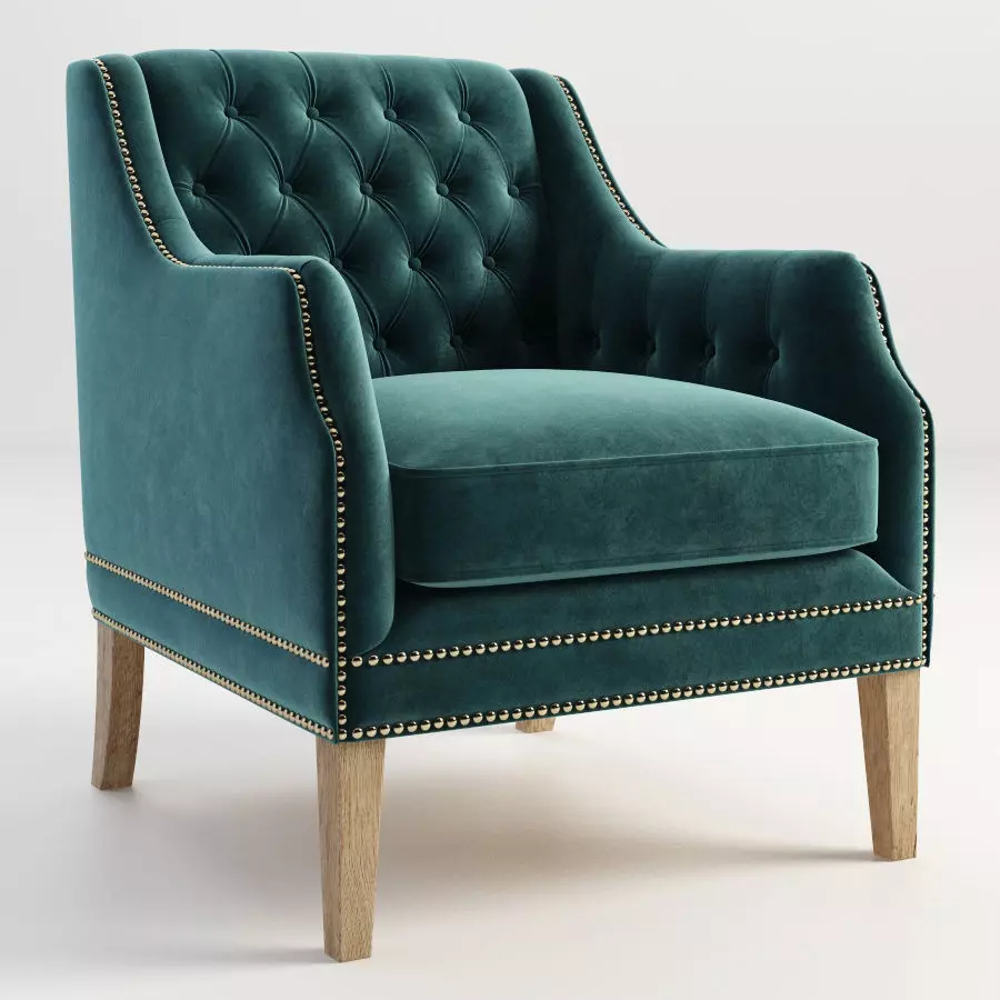 chair teal velvet accent Free 3D print model_0