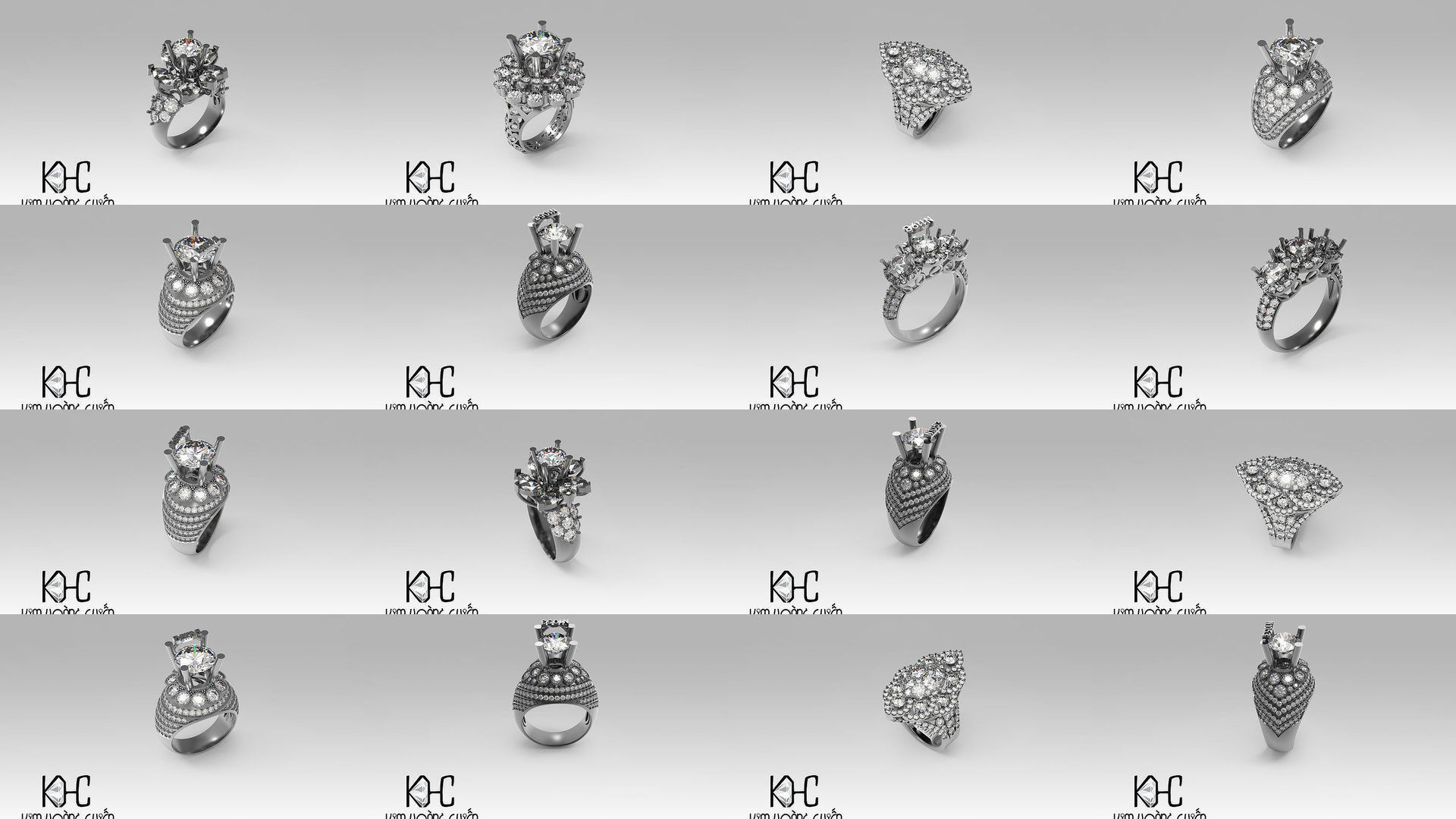 collection Rings-3dm with diamond -24 Files 3D print model  _1