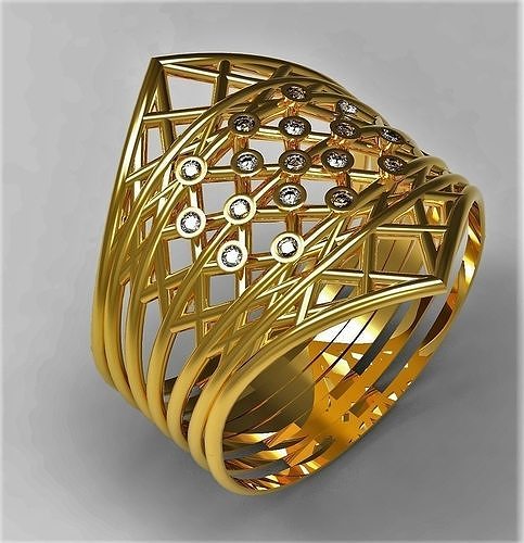 Set of two Rings with diamonds 3D print model