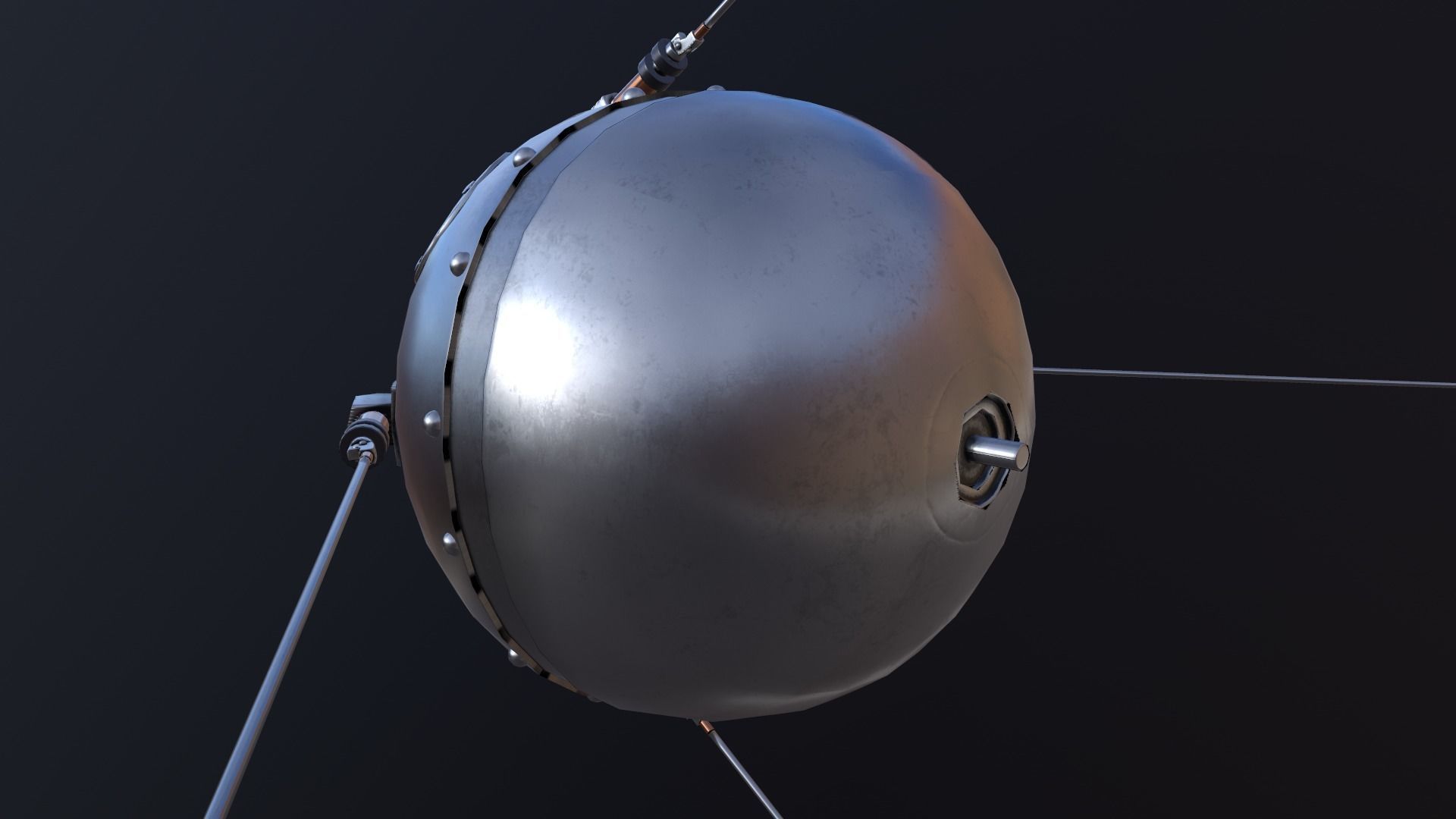 Sputnik Rocket and Sputnik Satellite Low-poly 3D model_34
