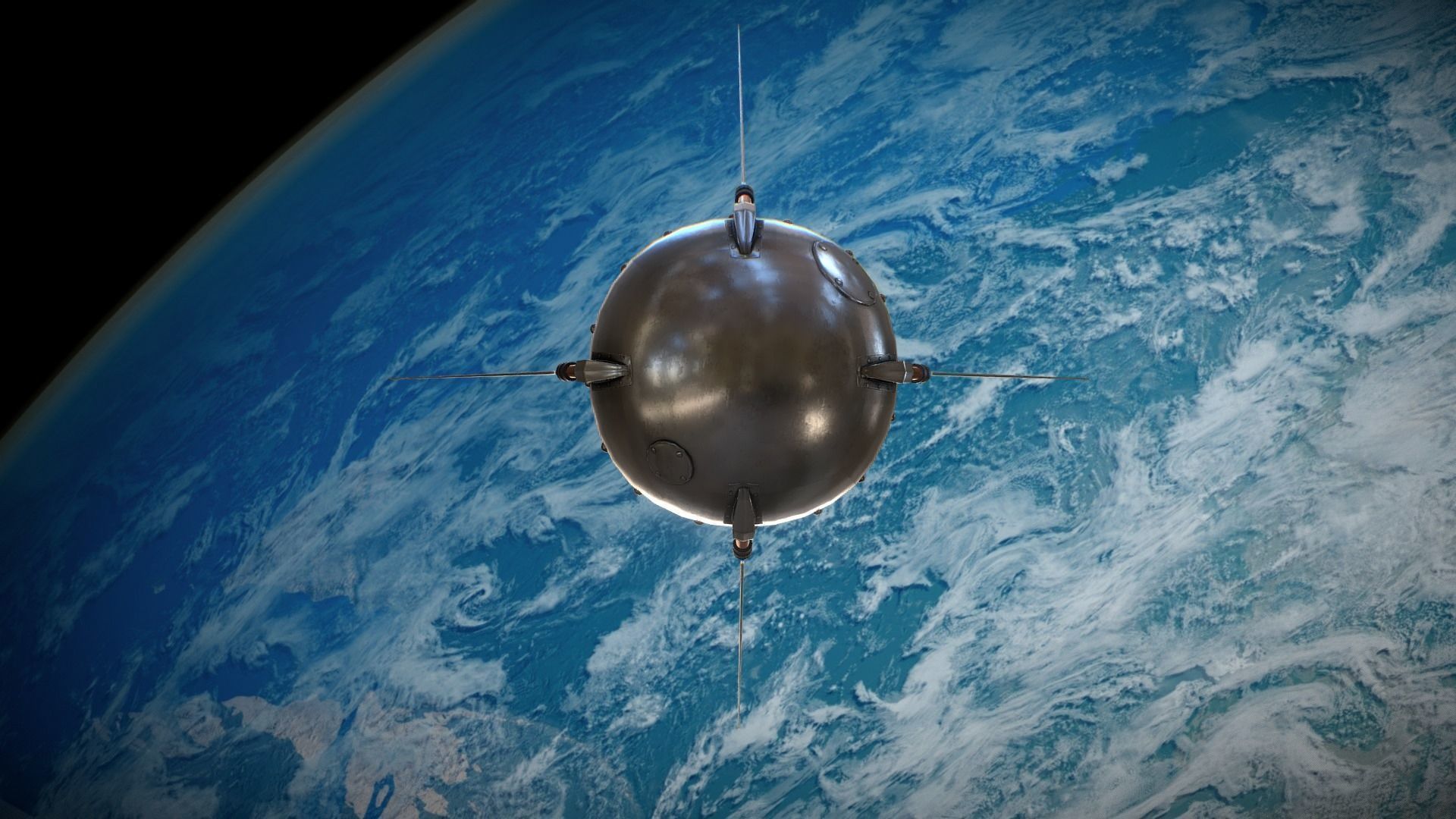 Sputnik Rocket and Sputnik Satellite Low-poly 3D model_42