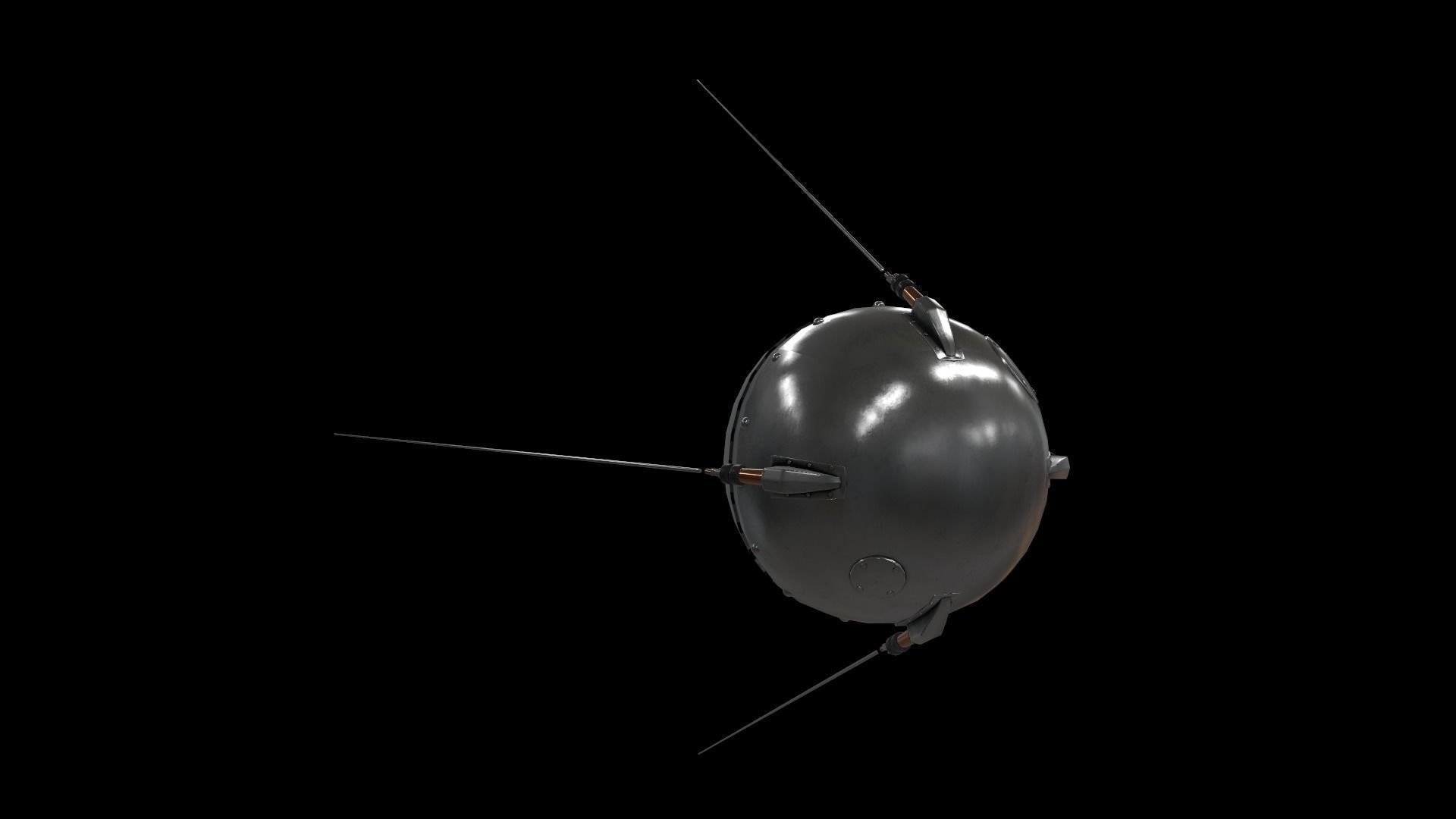 Sputnik Rocket and Sputnik Satellite Low-poly 3D model_35