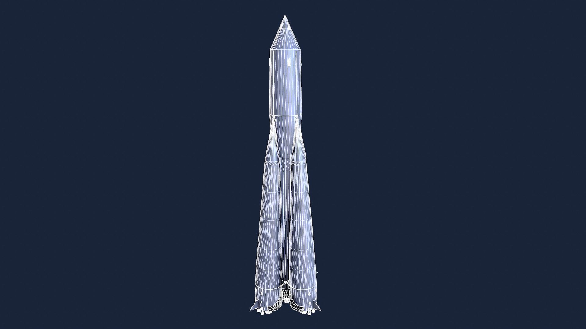 Sputnik Rocket and Sputnik Satellite Low-poly 3D model_5