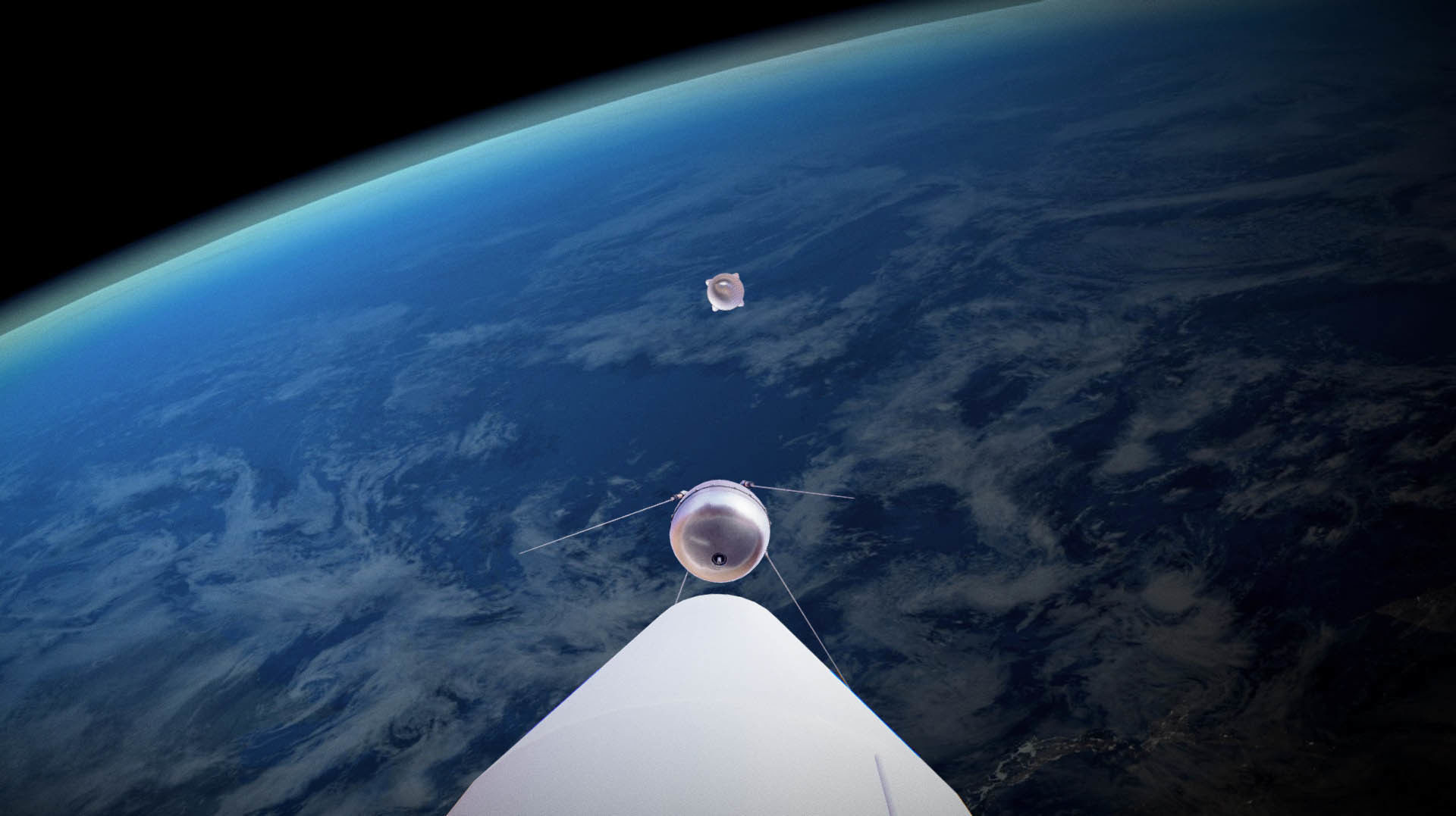 Sputnik Rocket and Sputnik Satellite Low-poly 3D model_30