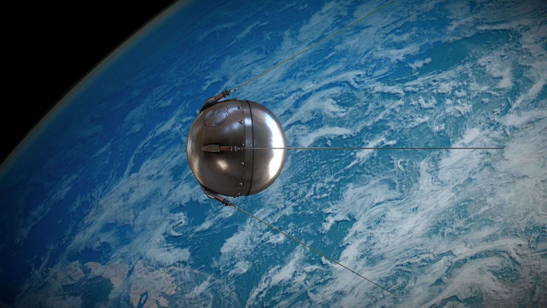 Sputnik Rocket and Sputnik Satellite Low-poly 3D model_44