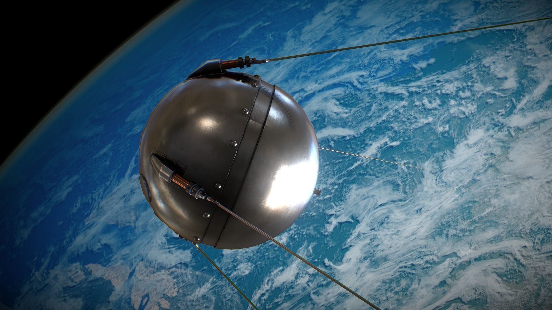 Sputnik Rocket and Sputnik Satellite Low-poly 3D model_49