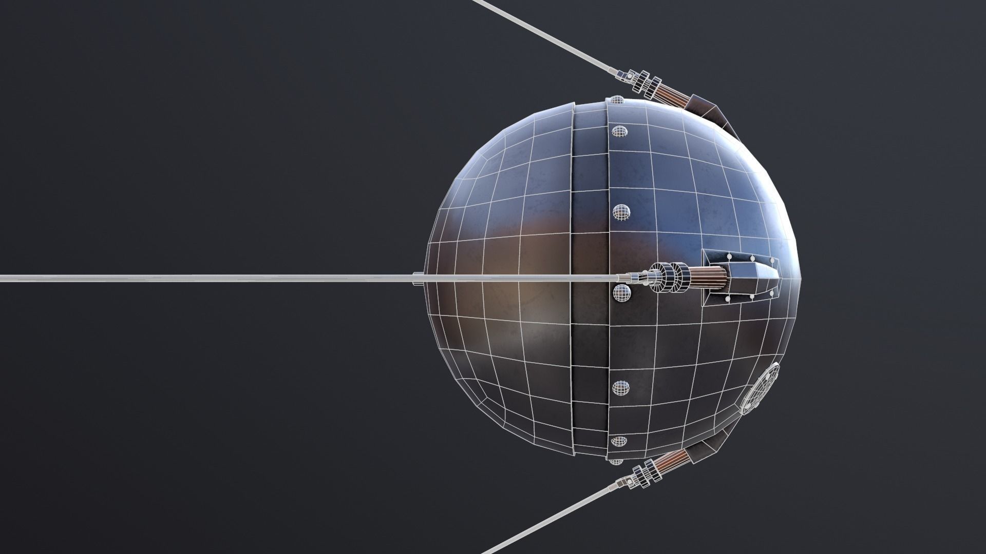 Sputnik Rocket and Sputnik Satellite Low-poly 3D model_40