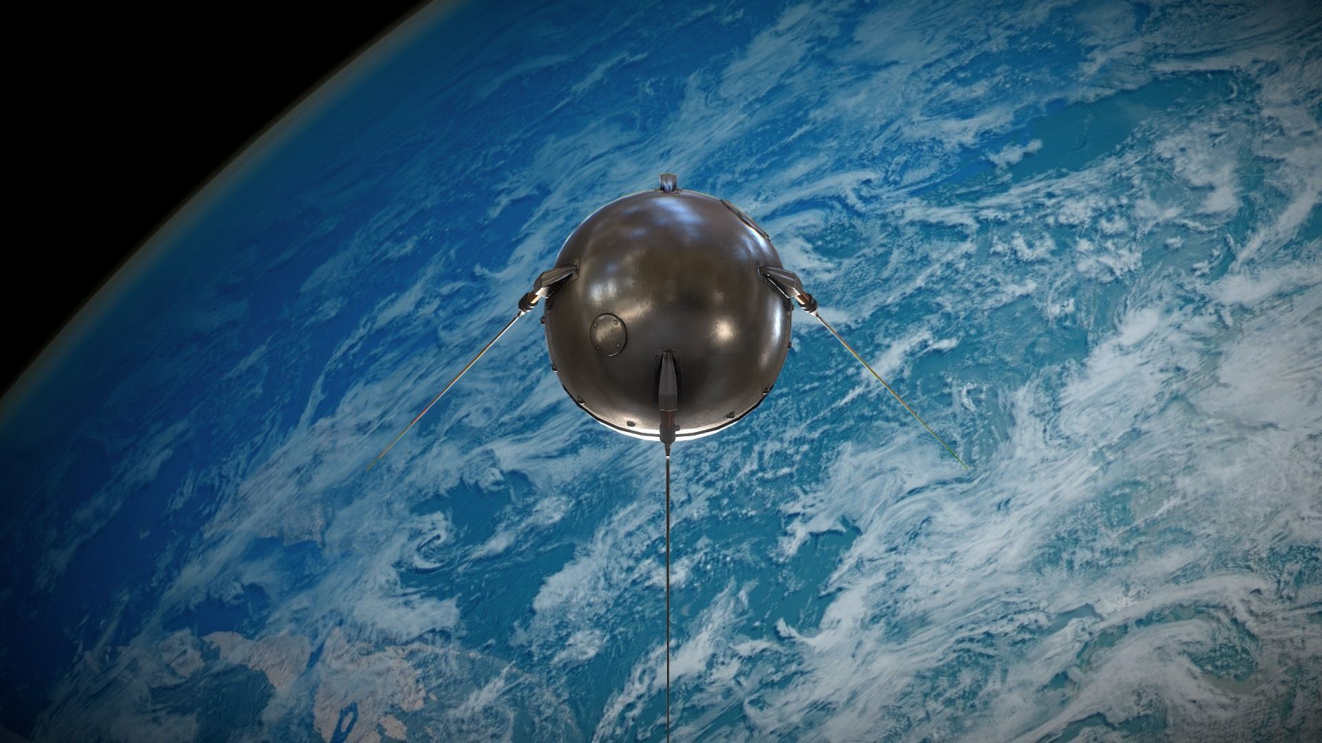 Sputnik Rocket and Sputnik Satellite Low-poly 3D model_33